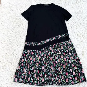 MICALLE MICALLE 플리츠 롱 원피스 꽃 블랙