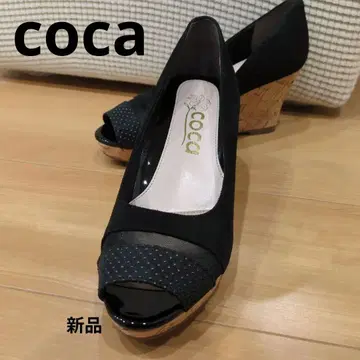 새상품 코카 오픈토 웨지 힐 샌들 블랙