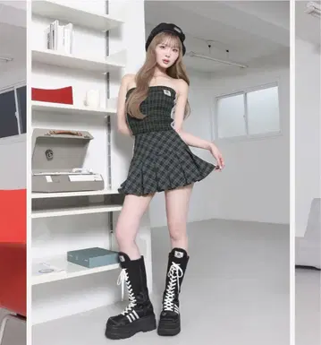 Darich 다리치 리메이크 체크 미니 스커트 그린