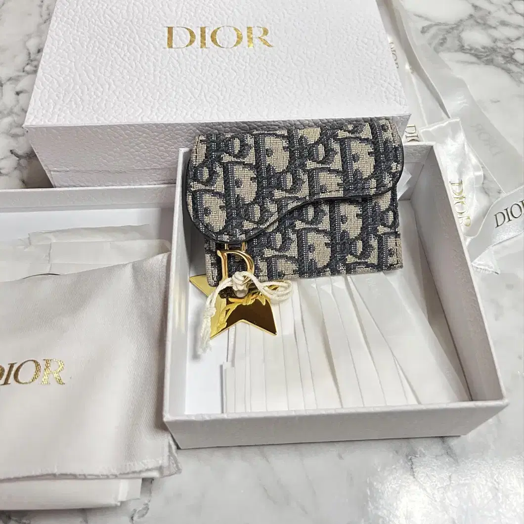 DIOR | 디올 Dior Denim Saddle Bloom Card Wallet on Bunjang