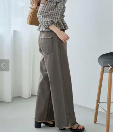 kastane 데님 슬릿 와이드 팬츠