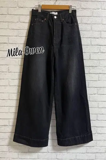 Mila Owen [미라 오웬] 밑단 배색 와이드 데님 팬츠