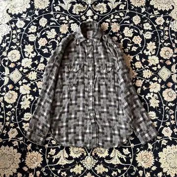 Post overalls 긴팔 셔츠 블랙 체크 진품