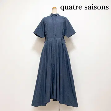 quatre saisons 롱 원피스 반팔 면100% 일본제