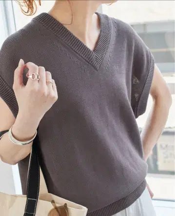 Spick & Span 코튼 실크 린넨 니트 베스트 (택 포함)