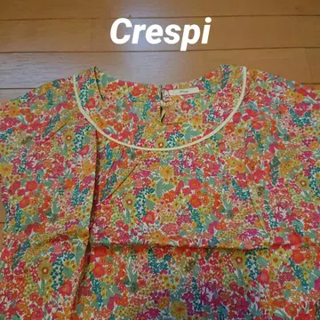 Crespi 크레스피 리버티 꽃무늬 반팔 블라우스 프렌치 슬리브