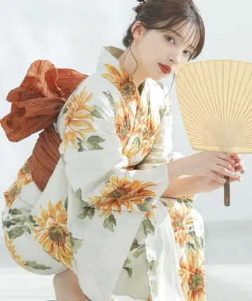 Dita 유카타 여름색의 해바라기 시라베