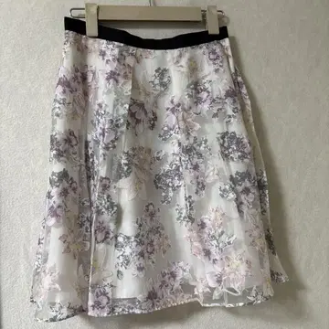 쉬폰 플라워 프린트 플레어 스커트