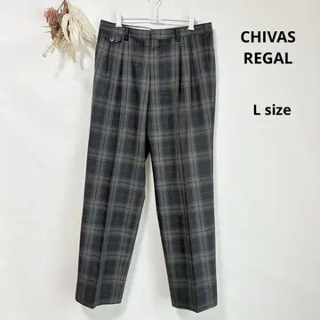 CHIVAS REGAL 1801 슬랙스 체크 무늬 턱 레트로 느낌 L