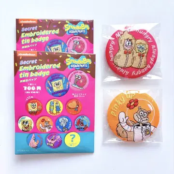 스펀지 밥 자수 캔뱃지 2개 세트 와펜 배치 시크릿