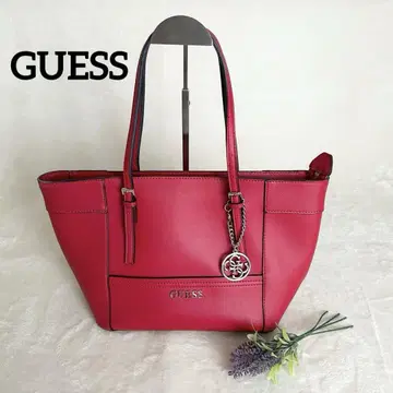 컨디션 최상 GUESS 게스 핸드백 토트백 레드 참 포함
