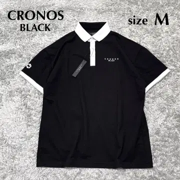 미사용 CRONOS BLACK 크로노스 골프 피케 셔츠 로고 블랙 38