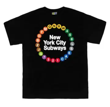 New York City Subways 티셔츠 NYC 지하철 로고 티셔츠