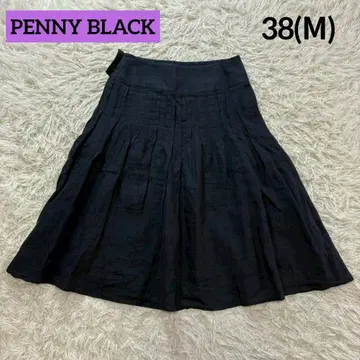 PENNY BLACK 페니 블랙 린넨 플레어 스커트 네이비