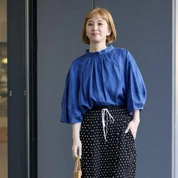심플리시떼 SIMPLICITE 린넨 2WAY 블라우스 블루