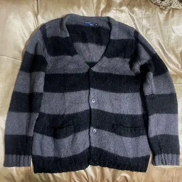 Knit Wear dept 네오 그런지 모헤어 보더 니트 가디건
