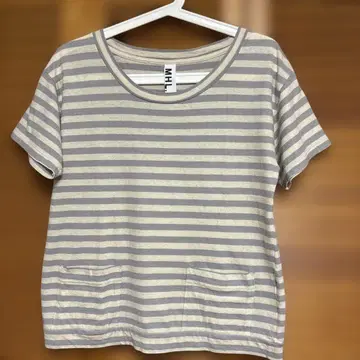 MHL. 마가렛 호웰 그레이 스트라이프 반팔 티셔츠 9호 M