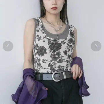 HARE 플라워 가라 레이어드 탱크탑 화이트