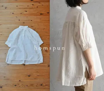 homspun 홈스펀 린넨 바이오 폴로 개더 풀오버 블라우스