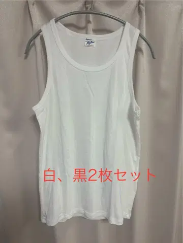 R.P.Miller 거울 탱크탑 패널 리브 화이트 블랙 2장 L 사이즈