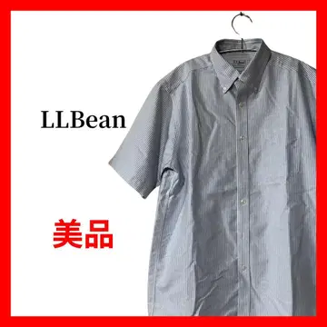 남성용 반팔 셔츠 스트라이프 L.L.Bean 블루 화이트 L B1762