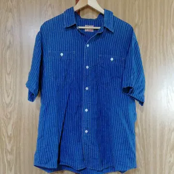 KOJIMAGENES 코지마 청바지 워바시 스트라이프 반팔 셔츠 2XL