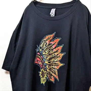 넥스트 레벨 인디언 로고 티셔츠 블랙 검정 XL 구제 의류