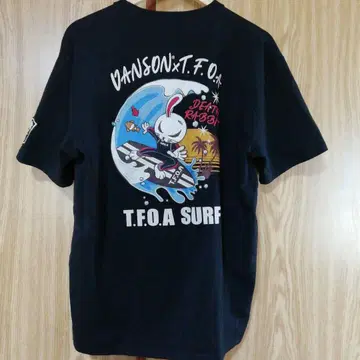 VANSON 반슨 데스 토끼 서핑 자수 티셔츠 블랙 2XL