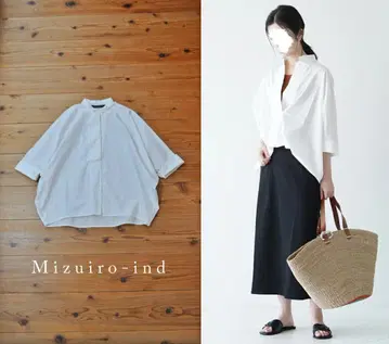 Mizuiro-ind 미즈이로 인드 프론트 플라이 돌먼 와이드 셔츠