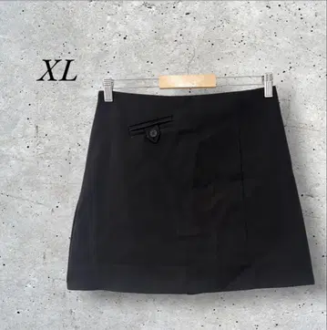 사다리꼴 스커트 세련된 캐주얼 데이트 심플 버튼 무지 블랙