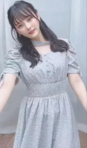 [인기 즉시 완판] evelyn 초커 롱 원피스 꽃무늬 원피스 블루