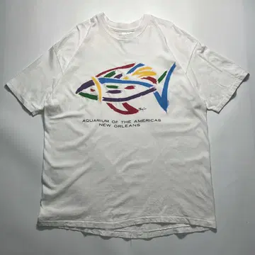 90s 헤인즈 USA제 빈티지 티셔츠 아트 T XL 화이트 6842