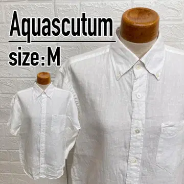 Aquascutum 화이트 반팔 셔츠 사이즈: M (아쿠아 스큐텀)