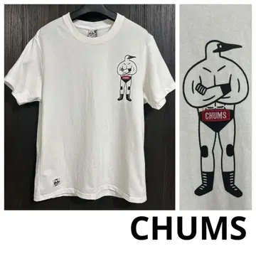 CHUMS 참스 부비 부비 레슬러 로고 티셔츠 화이트