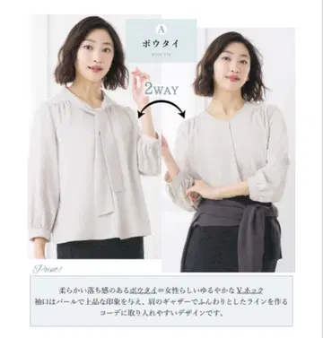 블라우스 반팔 오피스 보타이