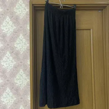 메쉬 소재 블랙 롱 스커트