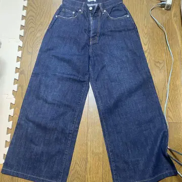 EVRIS 다크 블루 와이드 레그 데님