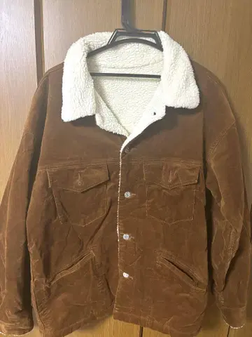 브라운 코듀로이 커버올 보아 옷깃