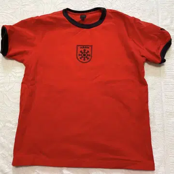 아디다스 90s 도톰한 원단 티셔츠 빨간색 국기 택