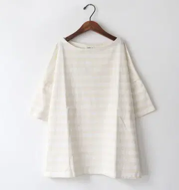 maillot 드롭 숄더 보더 반팔 크림
