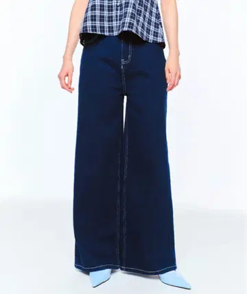 FEKETE 와이드 루즈 데님 인디고 블루 S