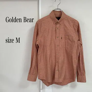 Golden Bear 체크 무늬 오렌지 봄색 긴팔 셔츠 M