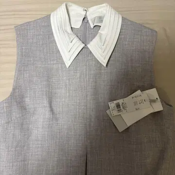 카라 부착 A 라인 턱 원피스