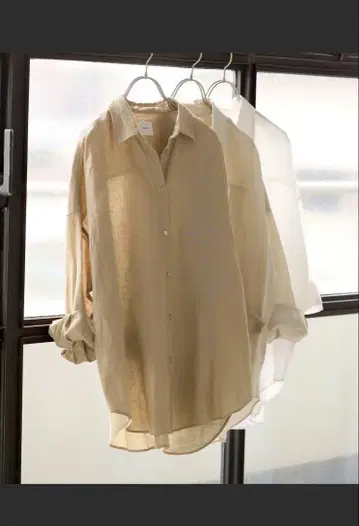 Spick and Span 80 린넨 카슈쿨 빅 셔츠 카멜
