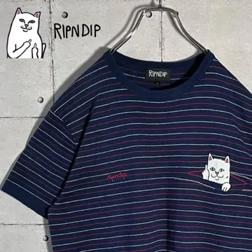 [인기 모델] RIPNDIP 반팔 티셔츠 보더 네이비 M 사이즈