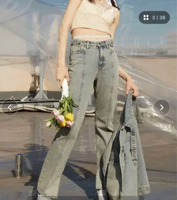 aclent 스위칭 슬릿 빈티지 청바지