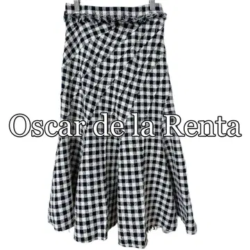 Oscar de la Renta 깅엄 체크 플레어 스커트