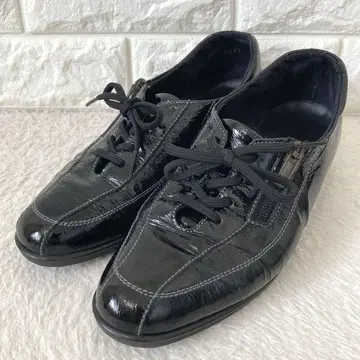 긴자 요시노야 워킹화 에나멜 23cm 블랙 검정
