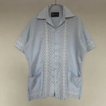 빈티지 자수 쿠바 셔츠 자수 반팔 Vintage
