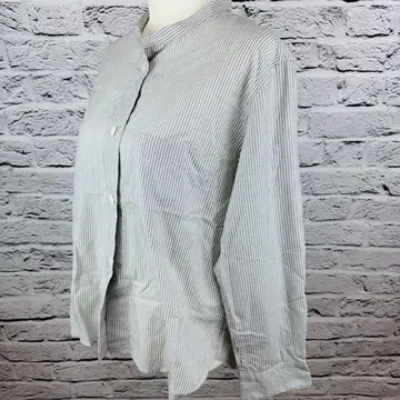 마가렛 호웰 밴드 카라 셔츠 스트라이프 긴팔 그레이지 598
